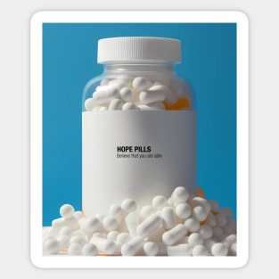 Hope Pills: A Bottle of Hope to cure the 2023 Hangover. Believe That You Are Able Sticker